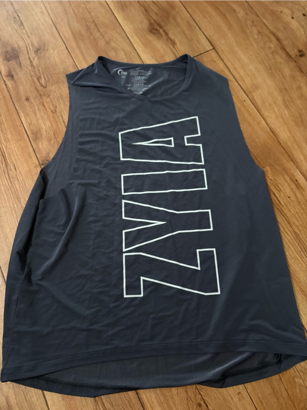 ZYIA Charcoal Gray Performance Tee with White Logo